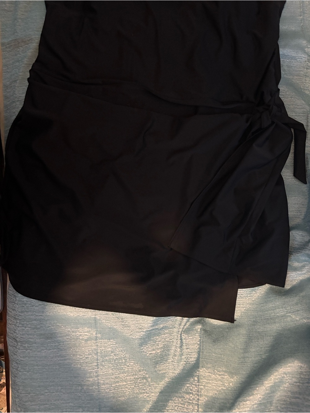 Black Wrap-Style Dress with Side Tie classic black bathing suit